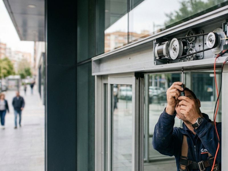 Instalación de puertas automáticas de cristal en Valencia
