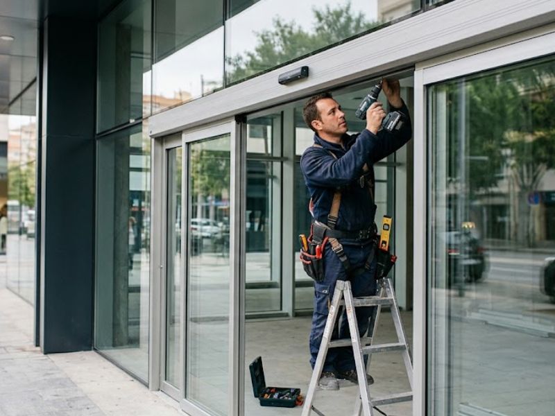 Instalación de puertas automáticas de cristal en Valencia
